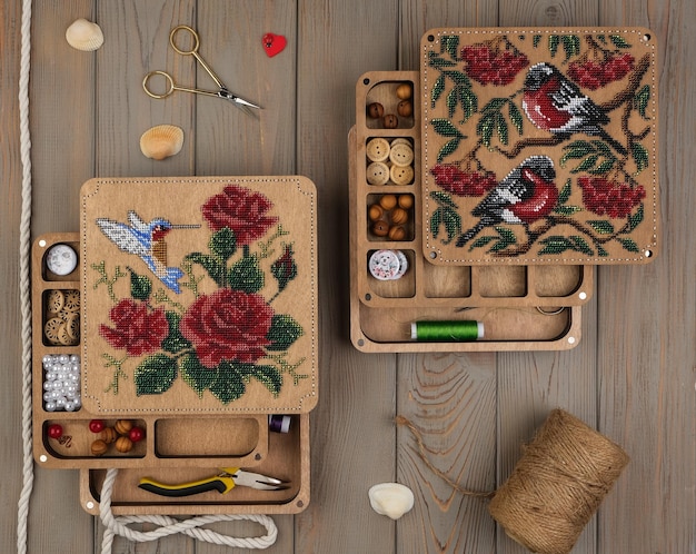 Zestaw haftowanych próbek